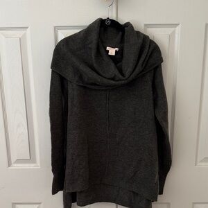 Elegant Dark Gray Women's Cowl Neck Sweater